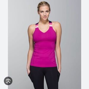 Lululemon Push Ur Limits Tank - Raspberry / Assorted Stripe.